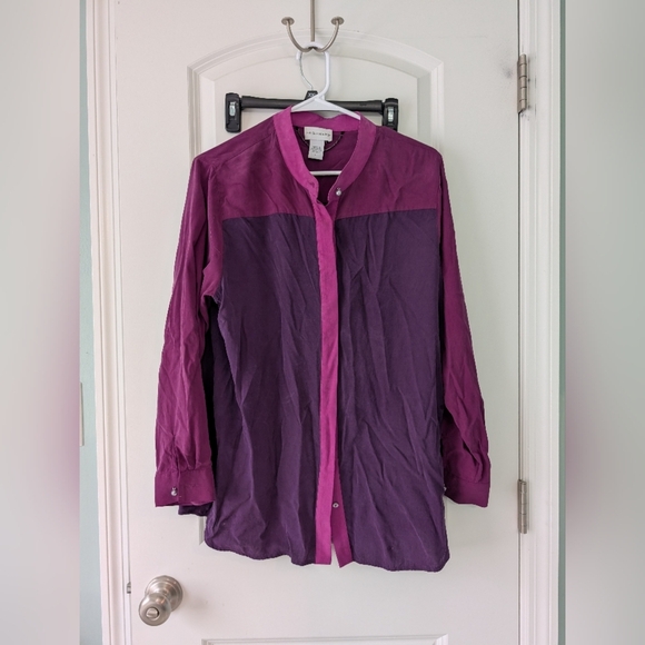Soft Surroundings Tops - Soft Surroundings Petite Large, 100% Silk Button Down Blouse, Purple